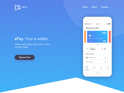 ePay App - Website landing page app ios multicolor pay payment ui ux visa website