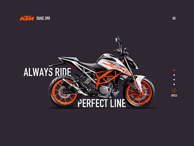Duke 390 product page concept bike dark duke ktm 390 landing page motorcycle parallax product sport ui website