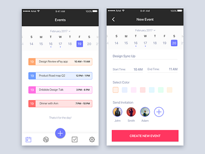 Event Calendar App Concept! app calendar clean colors event ios minimal purple schedule track ui