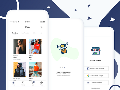 Shope - Ecommerce App delivery drone ecommerce flat ios online shop shopping store ui
