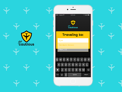 Go Cautious app branding interface design iphone safe sketch travel ui visual design