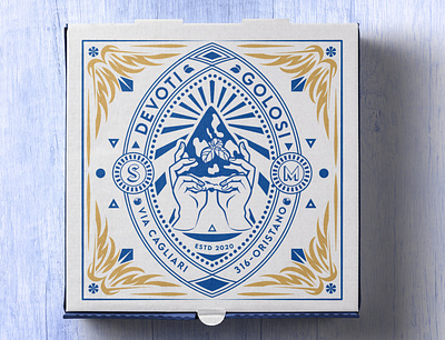 Santa Marghe pizza box #01 blue brand branding illustration pizza