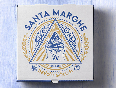 Santa Marghe pizza box #03 blue branding concept design gold illustration logo pizza pizza box pizzeria vector