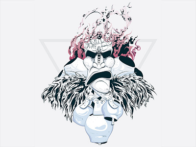 Mamuthones character fire illustration illustrator london mask sardinia skull vector