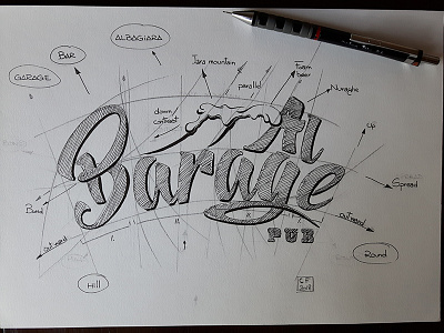 Al_Barage 3d branding concept creative design drawing forc ink lettering logo pub vector