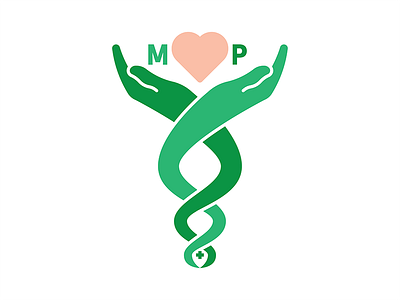 Pharmacy design green hand health heart icon label logo minimal pharmacy