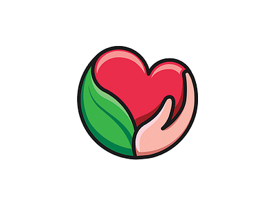 Care green hand health heart icon leaf logo london minimal nature pink