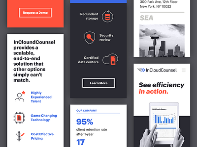 InCloudCounsel Mobile Screens document legal mobile responsive service site design visual design web
