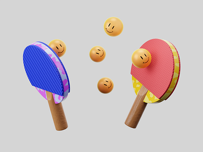 Ping Pong battle 3d app design blender c4d design graphic design illustration logo motion graphics pingpong redshift render smiley sport ui ui design uiux