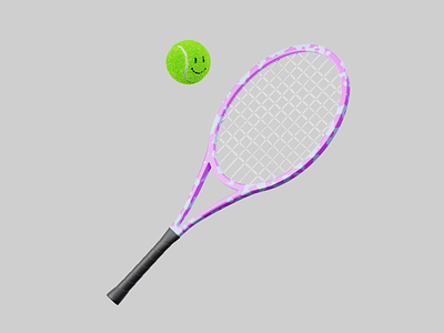 Tennis racket 3d ball blender branding c4d cycle design good graphic design happy illustration pingpong racket redshift render smiley sport tennis