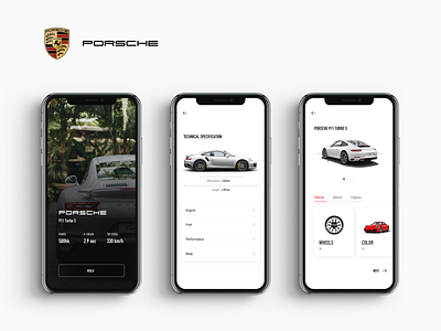Porsche car app app appdesign branding car design ios mobile porsche product design uxui visual design