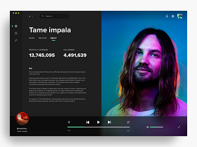 Spotify artist page redesign - dark mode