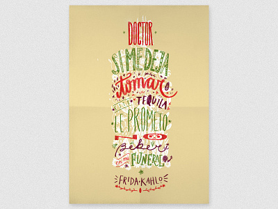 Tequila / Lettering Poster day of the dead death frida kahlo handmade illustration ink mexico nature quote tequila