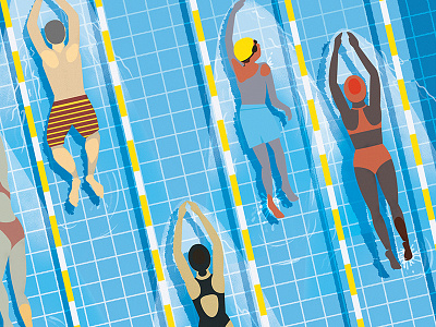Swimmers exercise fitness illustration pool swim swimmers vector