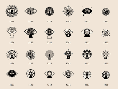 Eye, sun, keyhole, compass - permutations compass keyhole permutations sun