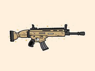 Scar Assault Rifle Illustration assault rifle fortnite gun illustration illustrator lineart scar vector weapon