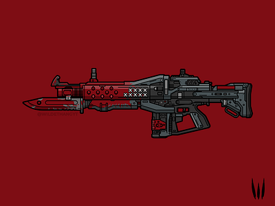 Red Death destiny flat vector illustration pulse rifle red death vector art weapon