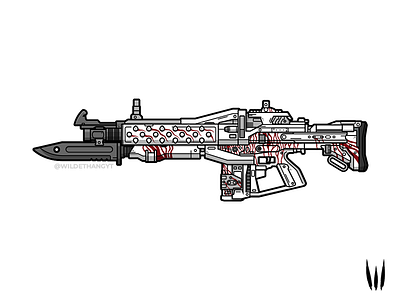 White Witch blood destiny flat vector illustration pulse rifle red death vector weapon white witch