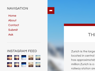 Zurich: Sidebar Content instagram navigation sidebar tumblr zurich
