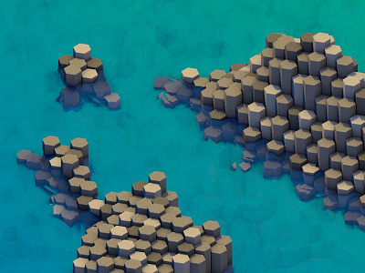 Giant's Causeway 3d causeway cinema 4d geometry giants isometric low low poly poly rocks water