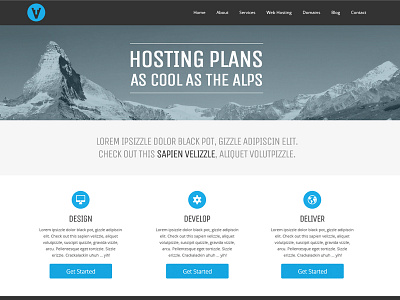 Techvee: Home Page alps blue circles design gray header home hosting techvee ui web white