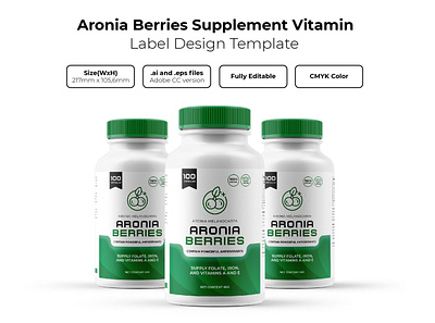 Aronia Berries Supplement Vitamin Label Design Template aronia berries branding design graphic design label label design logo packaging supplement vitamin