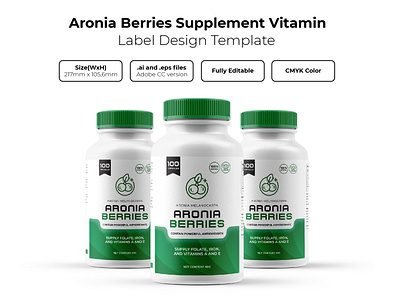 Aronia Berries Supplement Vitamin Label Design Template