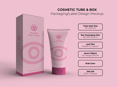 Cosmetic Tube & Box Packaging Mockup cosmetic design label mockup packaging