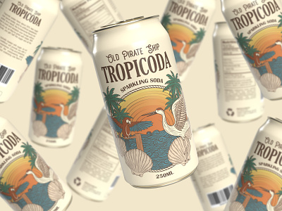 Tropical Cola Soft Drink Can Label Design Template branding cola design drink graphic design illustration label label design packaging packaging design soda soft drink tropical