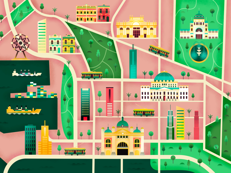 Map of Melbourne by Ariel Magnes on Dribbble