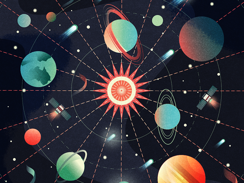 Map of the solar system game illustration map outer space vector art