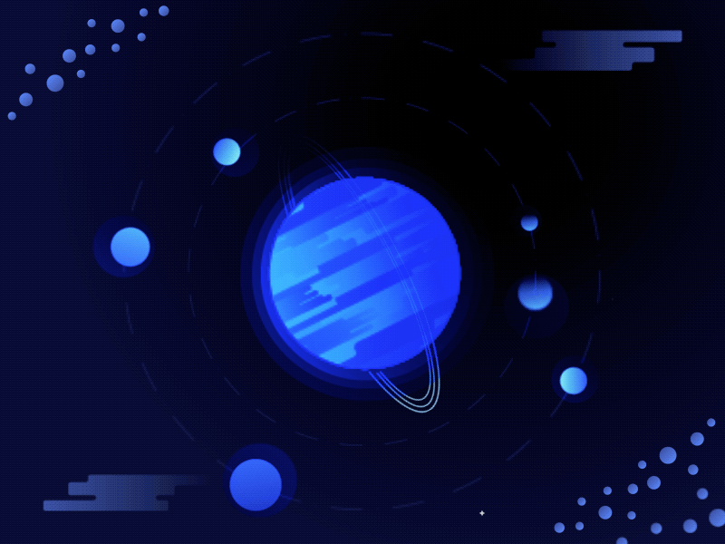 Neptune after effects blue flat design gif moon motion graphics neptune orbit outer space planet space vector