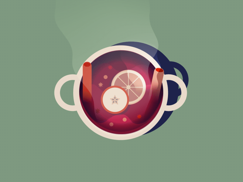 Mulled Wine after effects aftereffects animation christmas flat design gif happy holidays illustration motion graphics motiongraphics mug mulledwine smoke vector vector art vfx wine