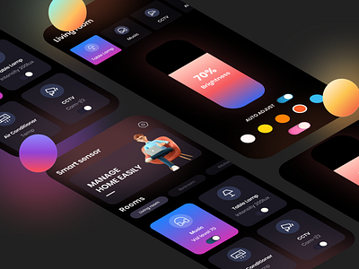 Smart Home UI clean dark mobile app dark ui minimal mobile mobile app mobile ui modern design ui uiux ux