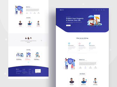 Insurance agency landing page accessories agency business clean corporate digital fashion financial illustration insurance company landing page landing page concept layout minimal one page website ui uiux vector web design website