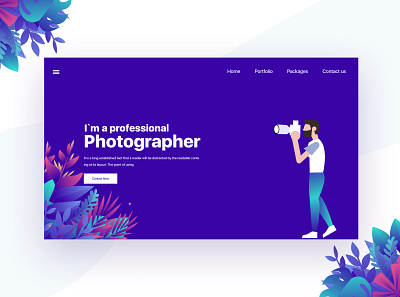 Header concept for Photographer art artist beautiful character colorful digital digital art digital illustration fashoin illustration illustrations landing page people personal personal website phorographer phptpgraohy portfolio professional website