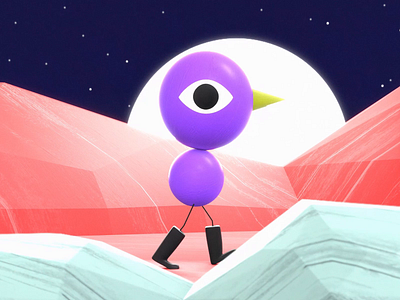 Astronaut Bird 3d 3d art art artdirection astronaut bird blender blender3d colorful lookdev moon motiondesign motiondesigner pink planet purple rigging rocks space