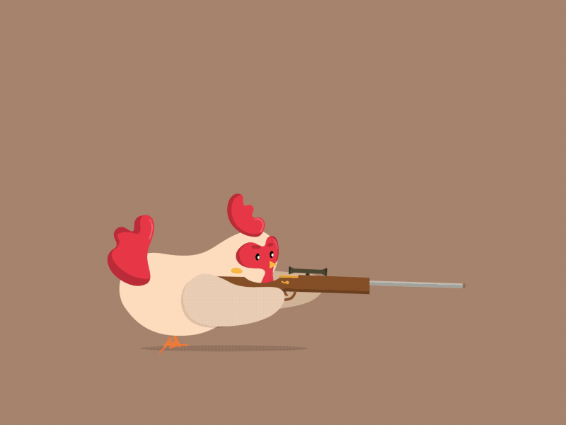 Galo Atirador [Shooter Chicken] aftereffects animation art artdirection bullet cartoon chicken design flat gun illustration illustrator rooster shot