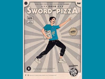 Sword and Pizza - Pizzayera design gamer gaymer illustration japanese art mexican pizza pizza box tshirt type typography zelda