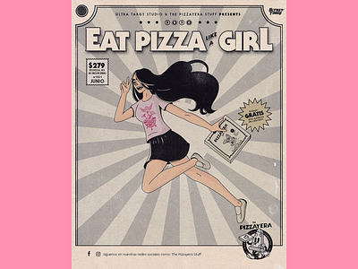 Eat Pizza Like a Girl arcade design doodle doodleart gamer illustration magic mexican pizza pizza box sakura type typography videogames
