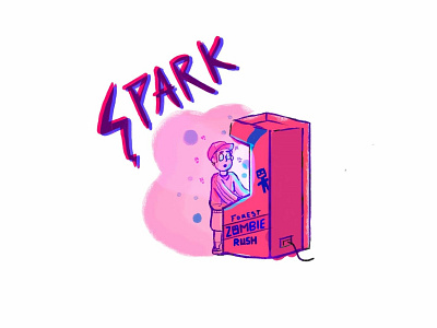 Spark 90s anxiety arcade arcade machine doodle doodleart illustration photoshop pink rush spark typogrphy videogame videogames zombie