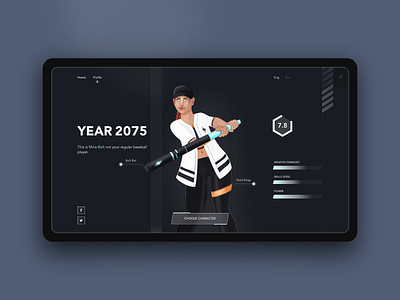 Mina bolt profile page clean game design illustration landingpage minimal mockups prototype ui ux ux design uxui webdeisgn