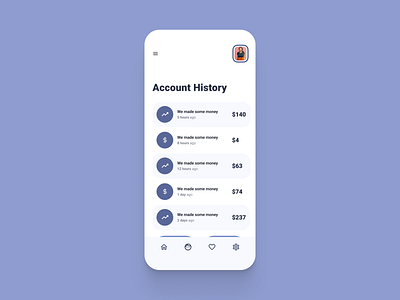 Account History app design ui ux