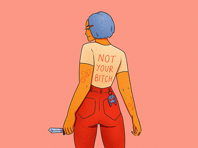 Graphic Tees, Pt. 1 character digital art drawing feminism feminist femme graphic tee graphic tees illustration illustrator ipad pro not your bitch procreate punk texture tshirt design women