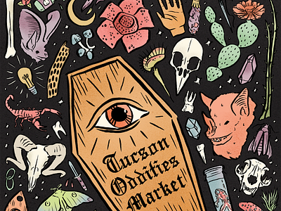 Tucson Oddities Market creepy design digital art drawing drawlloween flash halloween illustration illustrator inktober ipad pro oddities procreate taxidermy texture