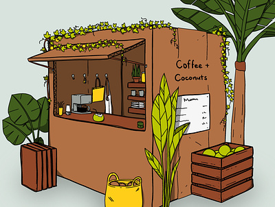 Coffee + Coconuts background cafe cute illustration procreate tropical