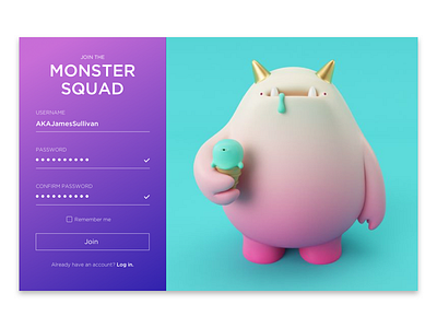 Daily UI 001: Sign Up/Sign In Page color cute dailyui design monster product signup toy typography ui visual