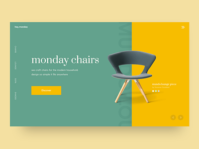 Furniture Website bold chair colour landing scandinavian