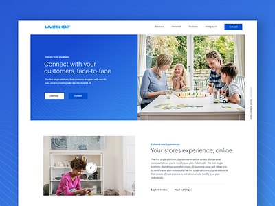 Liveshop - Landing blue clean illustration landing liveshop saas shopping startup ui