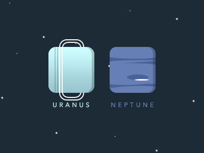 Uranus and Neptune flat icon iconography planets solar system space